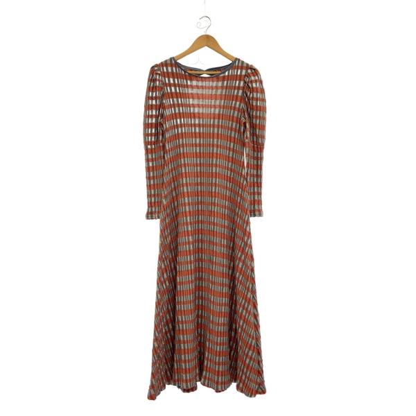 AMERI◆22AW/DEKOBOKO CHECK RELAX DRESS/M/アクリル/GRN/0...