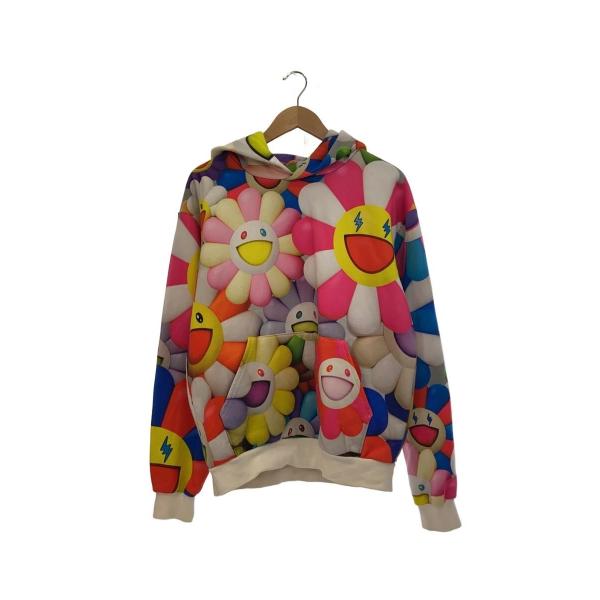 J Balvin◆村上隆/All Over Flowers Hoodie/パーカー/M/WHT/総柄