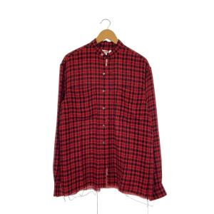 MASU◆ZIP-UP PLAID SHIRT/長袖シャツ/44/コットン/RED/チェック/MMSS-SH0223//