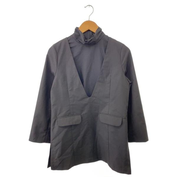 AMERI◆21AW/TUNIC TAILORED TOP/ジャケット/S/ポリエステル/BLK/0...