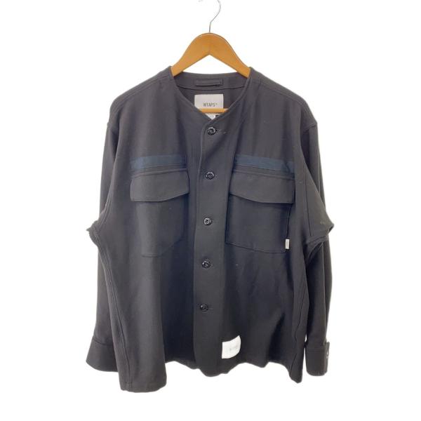 WTAPS◆長袖シャツ/1/ポリエステル/BLK/無地/222WVDT-SHM04