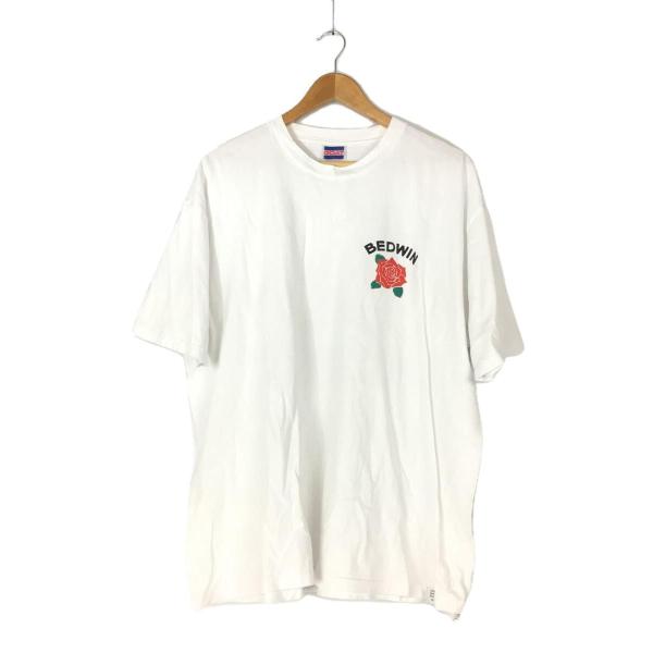 goat◆BEDWIN/バラ/Tシャツ/XL/コットン/ホワイト/バックプリント/クルーネック