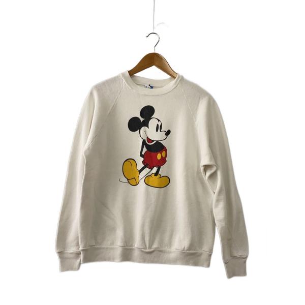 Disney◆80s〜90s/ミッキーマウス/USA製/スウェット/XL/コットン/WHT