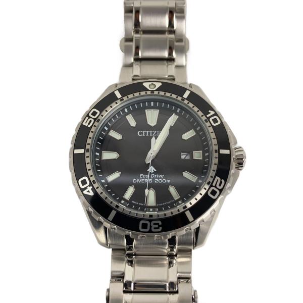 CITIZEN◆eco-drive/手巻腕時計/アナログ/ステンレス/ブラック/シルバー/E168-...