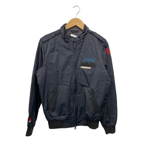 PUNK DRUNKERS◆ブルゾン/M/ナイロン/BLK/無地/インベーダーゲーム刺繍