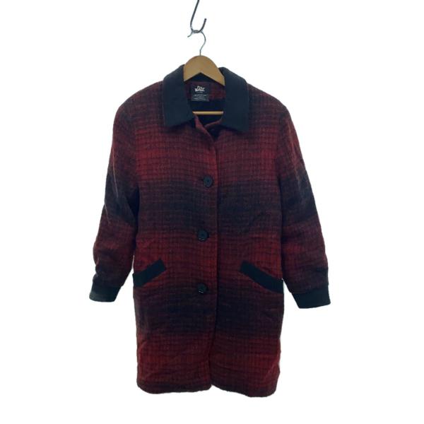 Woolrich◆コート/L/ウール/RED/チェック/80s