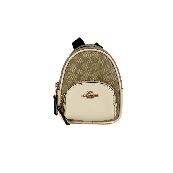 COACH◆バッグチャーム/キーホルダー/PVC/クリーム/レディース/C7803//