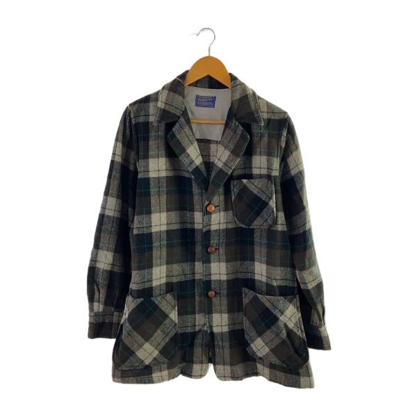 PENDLETON◆50s〜60s/ミドル丈/ジャケット/M/ウール/GRY/チェック