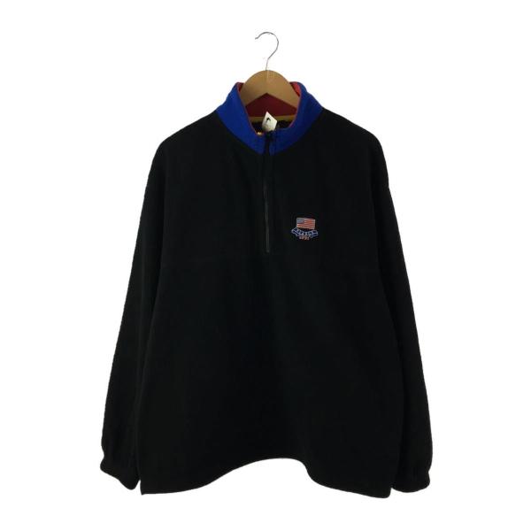 X-LARGE◆HALF ZIP FLEECE PULLOVER/フリース/L/ポリエステル/ブラッ...