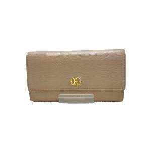 GUCCI◆長サイフ_GGマーモント/レザー/BRW/レディース