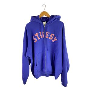 STUSSY◆ジップパーカー/FADED GRAPHIC ZIP HOODIE/XL/コットン/BLU