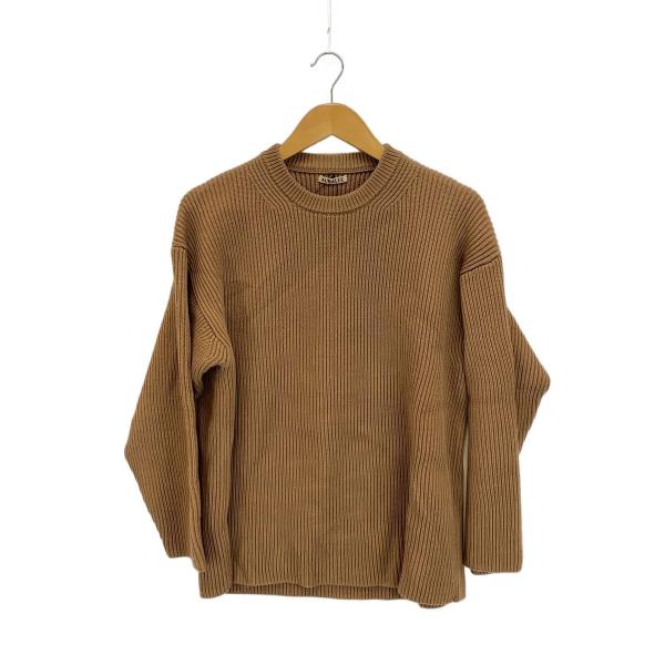 AURALEE◆ニット・セーター(厚手)/3/ウール/ブラウン/無地/A7APO2RK//
