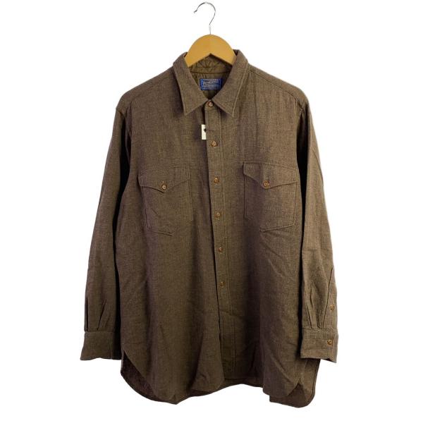 PENDLETON◆50s/単色 ロングスリーブシャツ/長袖シャツ/17.5/ウール/BRW