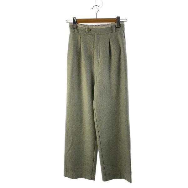 AMERI◆UND WAIST JACQUARD PANTS/ボトム/M/ポリエステル/GRN/無地...