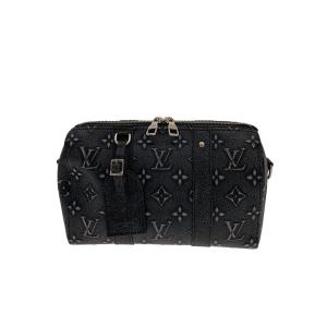 LOUIS VUITTON◆シティ・キーポル_モノグラム・デボス/レザー/BLK/総柄//