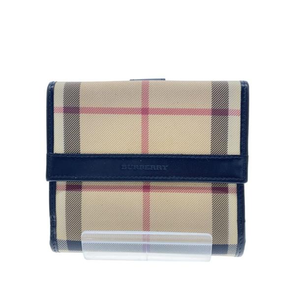 BURBERRY LONDON◆2つ折り財布/PVC/BEG/チェック/レディース//