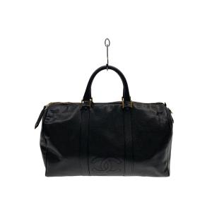 CHANEL◆ボストンバッグ/レザー/BLK/キャビアスキン//