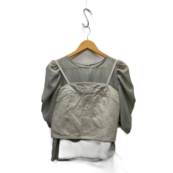 AMERI◆半袖ブラウス/FREE/ポリエステル/GRY/無地/02010451070