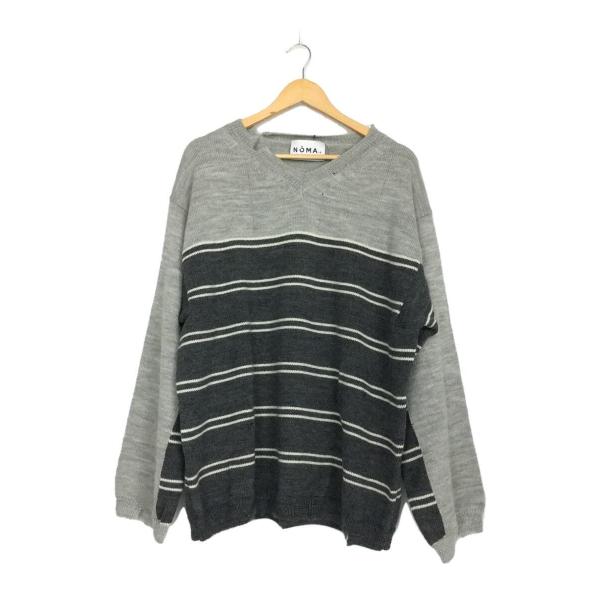 NOMA t.d/Stripe Damaged Sweater/3/ウール/グレー/n34-kn03