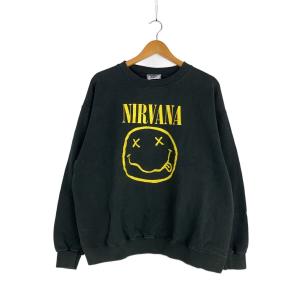 Lee◆90s/NIRVANA/ニルヴァーナ/SMILE/スウェット/L/コットン/BLK