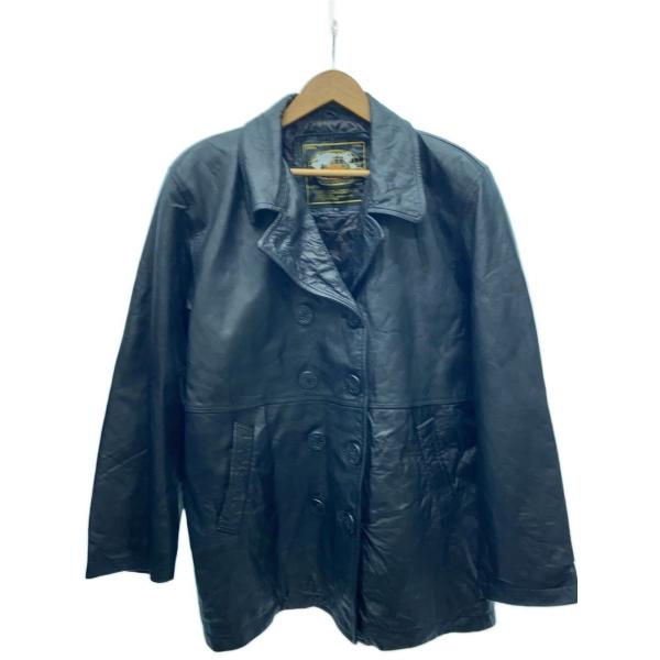 80s頃/レザーピーコート/M/羊革/BLK//