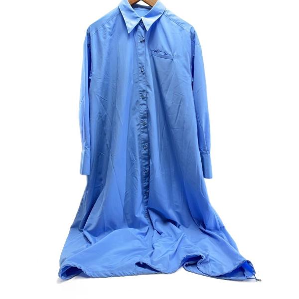 AMERI◆シャツワンピース/S/ポリエステル/BLU/無地/01410580100