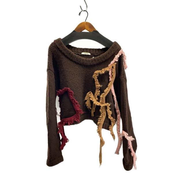 asymmetry fringe knit/andequal/ニット・セーター/ブラウン