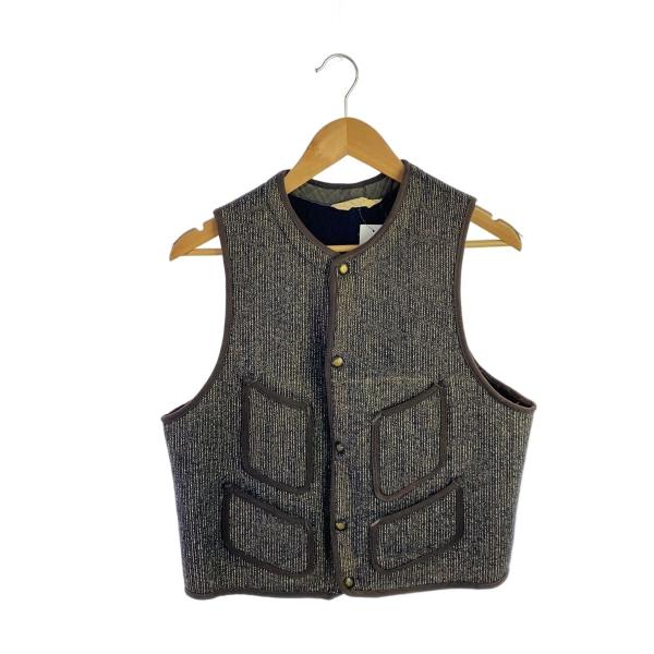 Brown’s BEACH JACKET◆40sビーチクロスベスト/--/ウール/GRY/総柄/ダメ...
