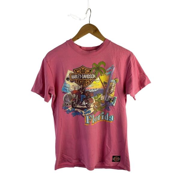 Hanes◆Tシャツ/M/コットン/PNK/プリント/90s/BEEFY/HARLEY DAVIDS...