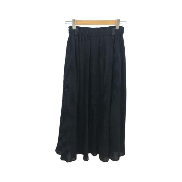 HYKE◆SHARK SKIN PLEATED SKIRT/ベルトスカート/1/ポリエステル/NVY...