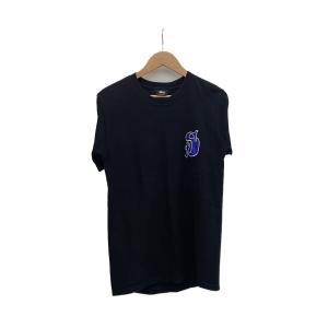 STUSSY◆ワンポイントロゴバックロゴTEE/Tシャツ/M/コットン/BLK/プリント//