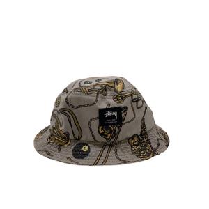 STUSSY◆バケットハット/--/GRY/総柄/メンズ