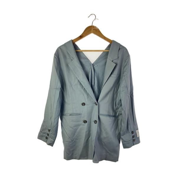 AMERI◆AMERI/01010650600/テーラードジャケット/M/レーヨン/BLU/無地