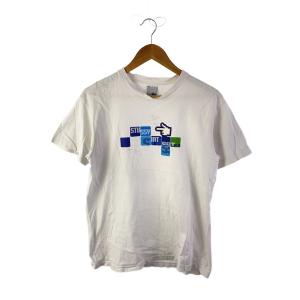 STUSSY◆00s/USA製/Tシャツ/M/コットン/WHT