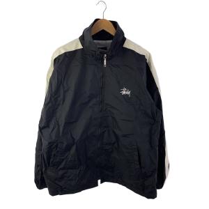 STUSSY◆STUSSY SPORT/90s/USA製/紺タグ/ナイロンジャケット/L/ポリエステル/BLK