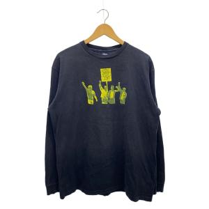 STUSSY◆長袖Tシャツ/L/コットン/BLK/無地/