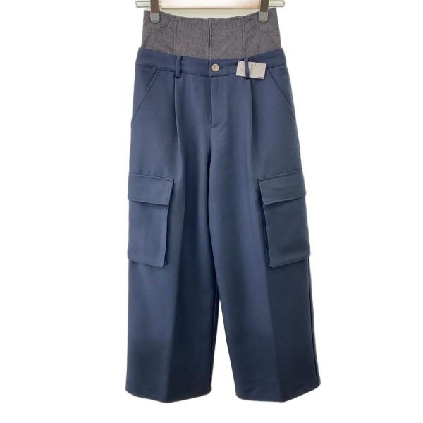 AMERI◆ワイドパンツ/S/ポリエステル/NVY/無地/01410820060