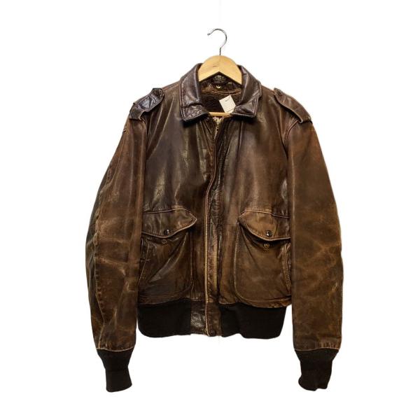 Schott◆80s/茶タグ/USA製/A-2/ボアライナー付属/レザージャケット/44/レザー/B...