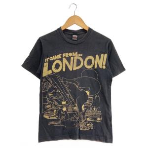 STUSSY◆I CAME FROM LONDON/Tシャツ/S/コットン/BLK/プリント