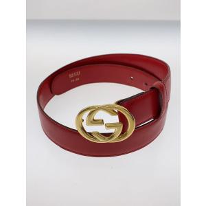 GUCCI◆インターロッキング/ベルト/75・30/RED/レディース