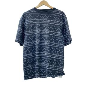 STUSSY◆Tシャツ/M/コットン/BLK/総柄/多少の色褪せ有