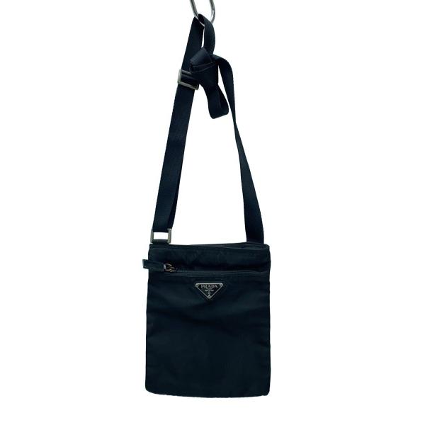 PRADA◆三角ロゴ/サコッシュ//ショルダーバッグ/ナイロン/BLK/汚れ/金具錆/状態考慮