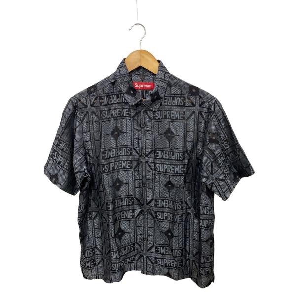 Supreme◆Tray Jacquard S/S Shirt/半袖シャツ/S/ポリエステル/GRY...
