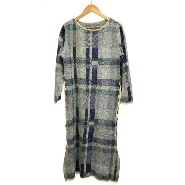 AMERI◆長袖ワンピース/M/ウール/GRN/チェック/01320590911