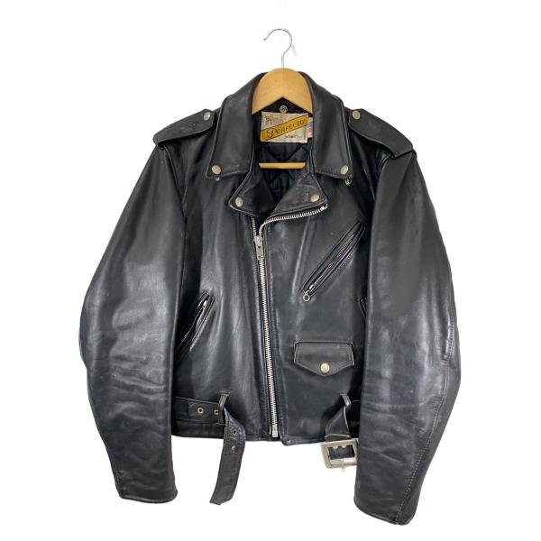 Schott◆80s/ダブルライダースジャケット/38/レザー/BLK///