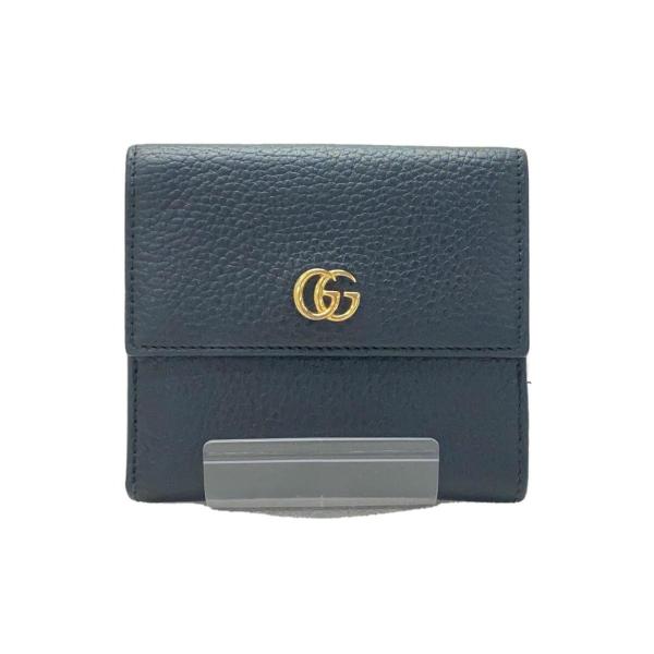 GUCCI◆3ツ折サイフ_GGマーモント/レザー/ブラック/456122 CAO0G 1000/ウォ...