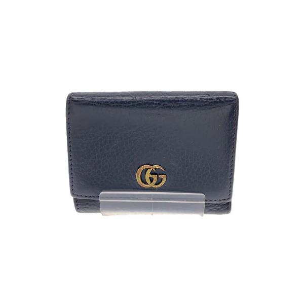 GUCCI◆3ツ折サイフ_GGマーモント/レザー/ブラック/474746 CAO0G 1000/ウォ...