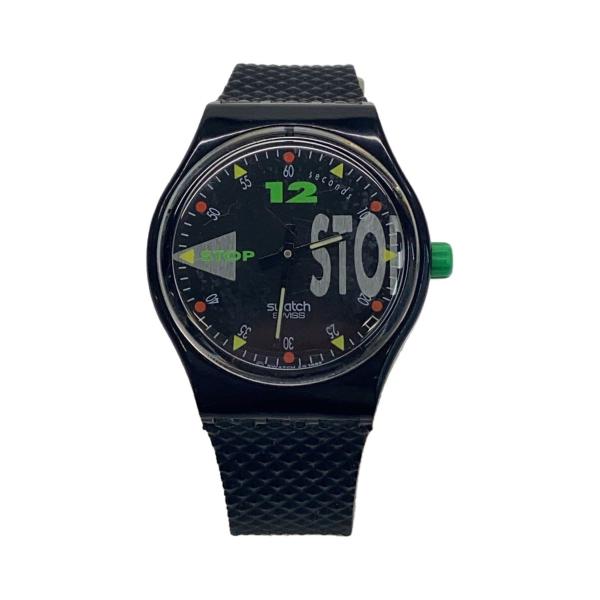 SWATCH◆クォーツ腕時計/アナログ/ラバー/ブラック/ブラック/SS