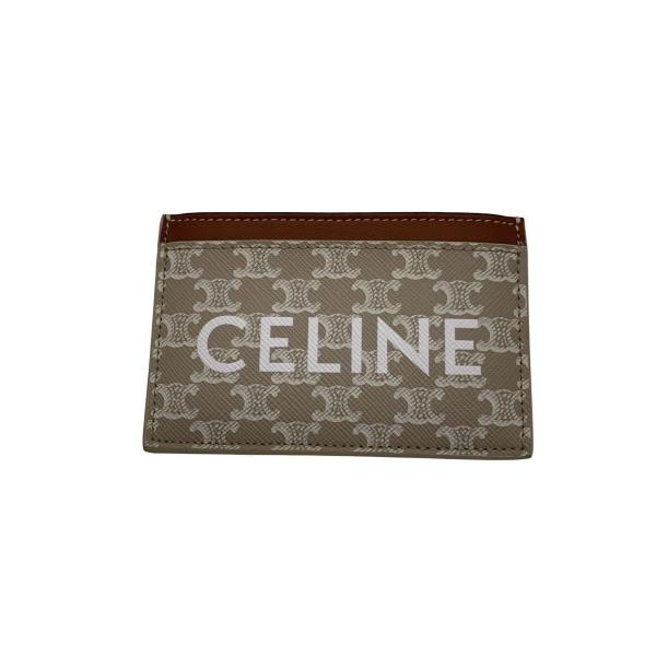 CELINE◆プリント入りトリオンフ/カードケース/PVC/ベージュ/総柄/レディース