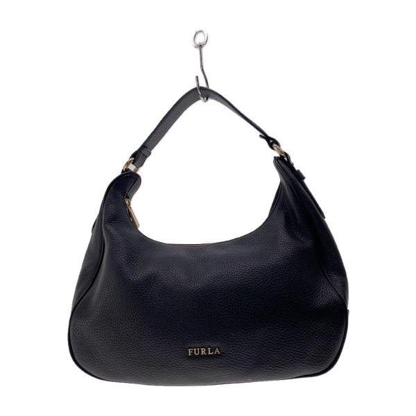 FURLA◆ショルダーバッグ/レザー/BLK/無地/NET M HOBO